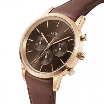 Daniel Wellington Classic 42mm Orologio da uomo DW00100640 - Cassa color oro rosa, quadrante nero, cinturino in pelle nero