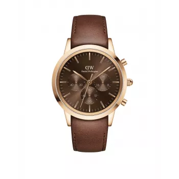 Daniel Wellington Classic 42mm Orologio da uomo DW00100640 - Cassa color oro rosa, quadrante nero, cinturino in pelle nero