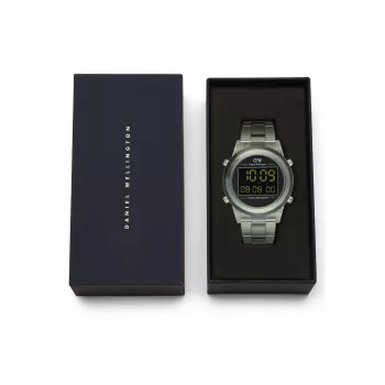 DANIEL WELLINGTON Classic Orologio 42mm in Acciaio Inox con Cinturino in Pelle Nero - Cassa Oro Rosa, Quadrante Bianco Crema, Movimento al Quarzo Giapponese