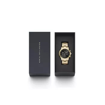 DANIEL WELLINGTON Classic Orologio da uomo 42mm Oro rosa Pelle nera DW00100641