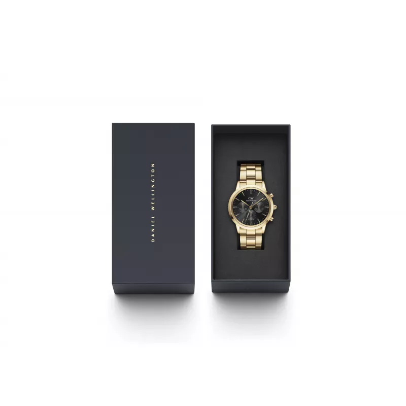 DANIEL WELLINGTON Classic Orologio da uomo 42mm Oro rosa Pelle nera DW00100641