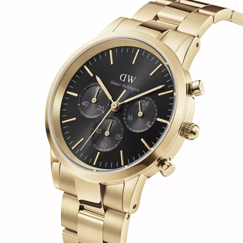 DANIEL WELLINGTON Classic Orologio da uomo 42mm Oro rosa Pelle nera DW00100641