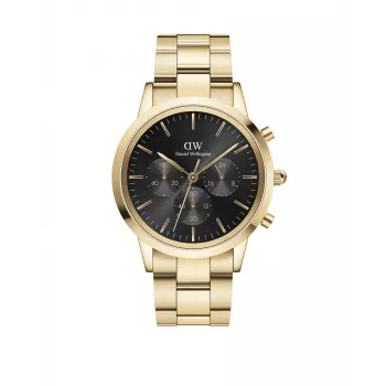 DANIEL WELLINGTON Classic Orologio da uomo 42mm Oro rosa Pelle nera DW00100641