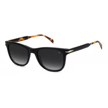 David Beckham DB-1113-S-WR7 Occhiali da sole uomo, Montatura in acetato Havana, Lenti in policarbonato verdi, 52 mm
