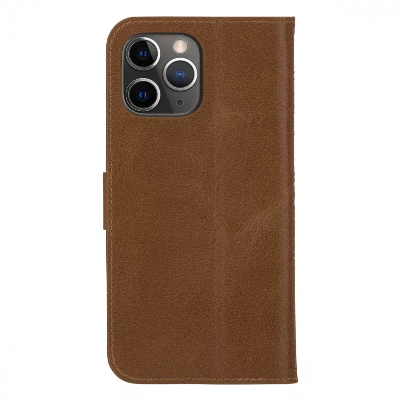 dbramante1928 Copenhagen Slim Custodia a libro per Apple iPhone 13 Pro Max, pelle granulata, marrone chiaro