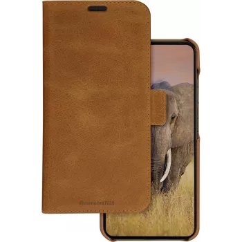 DBRAMANTE1928 Lynge custodia wallet per Samsung Galaxy A55 5G – pelle pieno fiore, marrone chiaro LY55GT006144