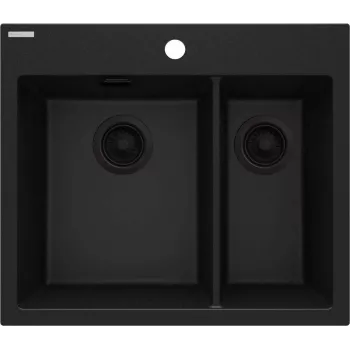 DEANTE Lavello in composito di granito 1,5 vasche nero 780x435mm