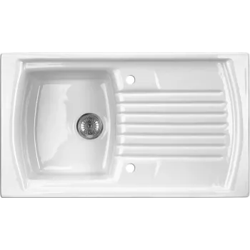 DEANTE lavello in ceramica 1 vasca con gocciolatoio, bianco, 590x460 mm