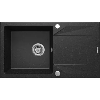 DEANTE Lavello da cucina in granito composito 1 vasca con gocciolatoio - nero, 780x440mm