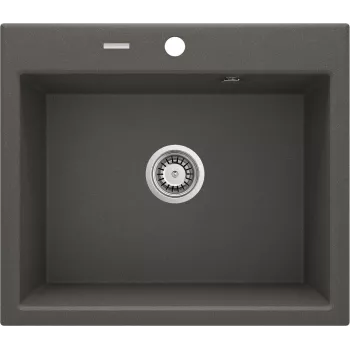 DEANTE Lavello da cucina in composito di granito 1 vasca con gocciolatoio, grafite, da incasso, mobiletto sottostante 450 mm