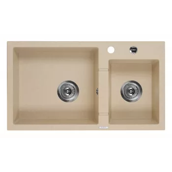 DEANTE lavello da cucina in composito di granito 2 vasche con gocciolatoio - beige