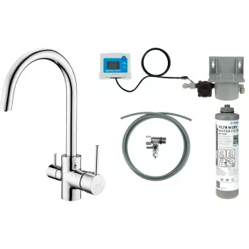 DEANTE rubinetto cucina a 3 vie con set filtro acqua, nero opaco, BCHF064M