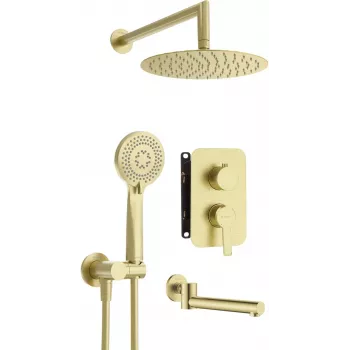 DEANTE Arnika Set doccia incasso con bocchetta vasca, oro, soffione 250 mm