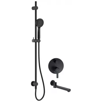 DEANTE Arnika set doccia incasso con becco vasca, nero opaco, soffione pioggia 250 mm