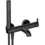 DEANTE Arnika Nero rubinetto vasca con set doccia, nero opaco, montaggio a parete, miscelatore monocomando, cartuccia in ceramica, doccetta a mano, tubo 150 cm