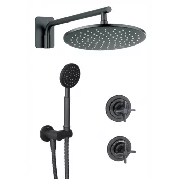 DEANTE Arnika Set doccia incasso nero, nero opaco, 250x250mm soffione doccia
