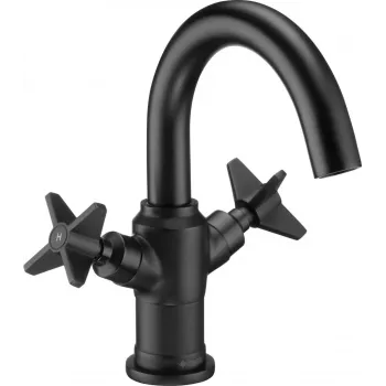 DEANTE Arnika Nero Miscelatore monocomando per lavabo nero opaco a 1 foro montaggio a pavimento cartuccia in ceramica 25 mm Eco-flow