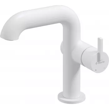 DEANTE Arnika Nero miscelatore lavabo con bocca rettangolare, nero opaco, monocomando, forma alta, montaggio a parete, 1 foro, cartuccia in ceramica 25 mm, tubi flessibili di collegamento G3/8