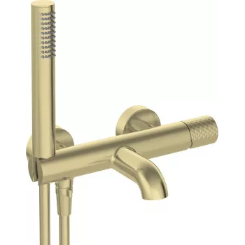DEANTE Miscelatore per vasca con set doccia – miscelatore monocomando da parete, cromo, ottone, cartuccia in ceramica, tubo flessibile in acciaio inox 150 cm