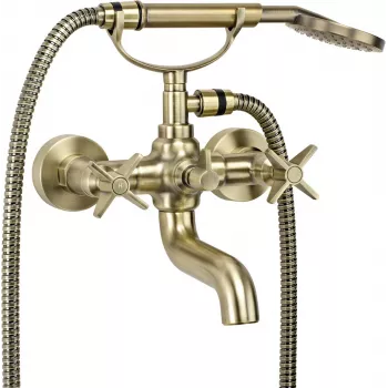 DEANTE Rubinetto vasca con set doccia, nero opaco, montaggio a parete, miscelatore monocomando, ottone, 2 fori, interasse 150 mm