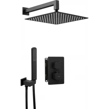 DEANTE Set doccia a incasso con BOX termostatico - Arnika Nero - Nero opaco