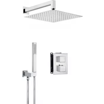 DEANTE set doccia incasso con BOX termostatico, nero opaco, 2 uscite, soffione 25 cm