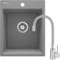 DEANTE lavello da cucina in composito di granito 1 vasca con miscelatore monocomando, nero, 780x480 mm