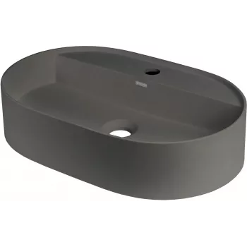 DEANTE lavabo in granito con isola rubinetteria - ovale - grigio antracite