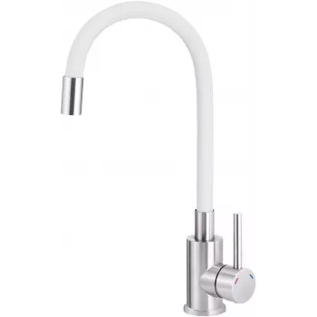 DEANTE Miscelatore da cucina con bocca flessibile, nero opaco, monocomando, serie Arnika