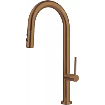 DEANTE Miscelatore da cucina con bocca estraibile - 2 getti, nero opaco, ottone