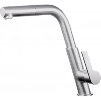 DEANTE Rubinetto da cucina con bocca estraibile, cromato, miscelatore monoleva, girevole 360°, ottone, serie Hiacynt
