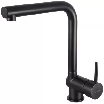 DEANTE miscelatore da cucina con doccetta estraibile, nero opaco, ottone, monocomando, orientabile 360°