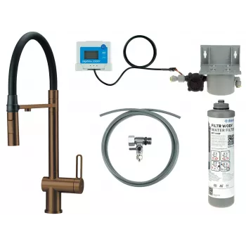 Rubinetto da cucina DEANTE con sistema di filtraggio dell'acqua, beccuccio flessibile