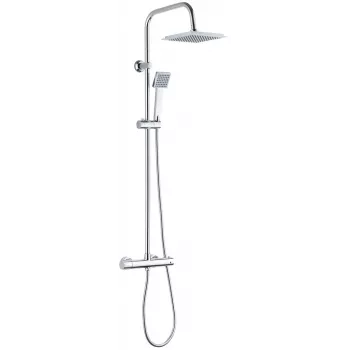 DEANTE soffione doccia con miscelatore termostatico - nero opaco, testa rotonda 250mm, regolabile in altezza