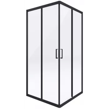 DEANTE doccia angolare 90 cm, nero opaco, doppie porte scorrevoli