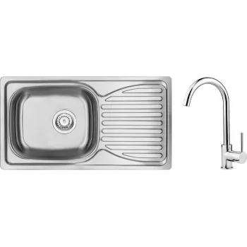 DEANTE Lavello in Acciaio Inox con 1 Vasca, Miscelatore e Gocciolatoio