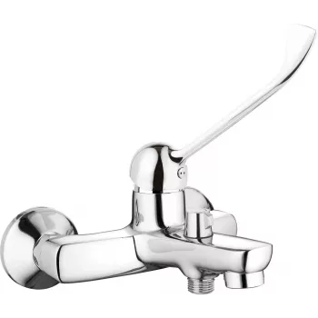 DEANTE Miscelatore da bagno da parete con leva clinica, cromo, ottone, monocomando, interasse 150 mm, con set doccia