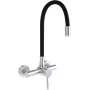 DEANTE Rubinetto da cucina a parete con becco curvo, cromo, miscelatore monocomando, ottone, portata 220 mm