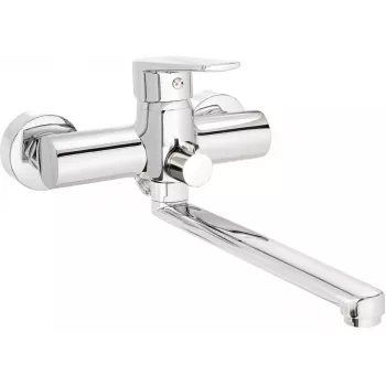 DEANTE rubinetto lavabo e bidet a parete con bocca allungata e attacco per flessibile, cromato, serie Arnika