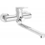 DEANTE rubinetto lavabo e bidet a parete con bocca allungata e attacco per flessibile, cromato, serie Arnika