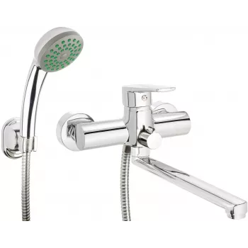 DEANTE miscelatore lavabo e vasca da parete con set doccia, nero opaco, monocomando, ottone