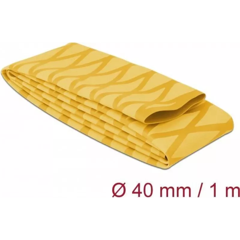 Delock 19605 Guaina termorestringente, motivo a X antiscivolo, 1 m x 40 mm, giallo