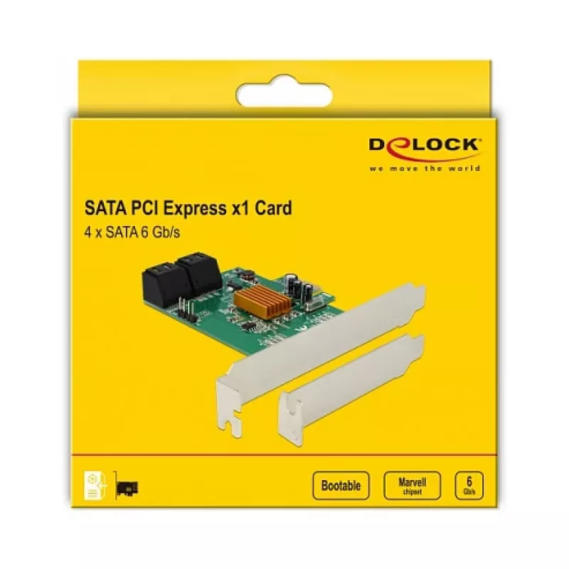 DeLOCK Scheda controller 4 porte SATA 6Gb/s PCIe 2.0 x1 con Marvell 88SE9215