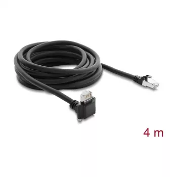 Delock cavo per telecamera GigE 4m Cat.6 S/FTP RJ45 angolo 90° screw-lock su RJ45 dritto - nero