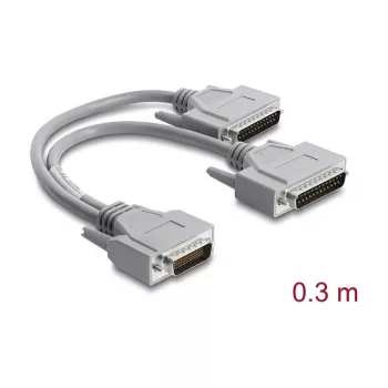Delock cavo adattatore Y seriale RS-232 LFH D-Sub HD 60 pin maschio a 2x D-Sub 25 pin maschio 0,3m grigio