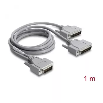 Delock adattatore cavo a Y seriale RS-232 LFH D-Sub HD 60 pin maschio su 2x D-Sub 25 pin maschio, 1 m, grigio