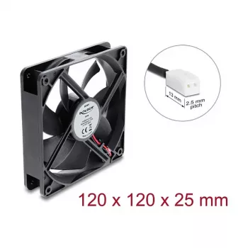 Delock ventola assiale 48 V DC 120 x 120 x 25 mm connettore 2 pin nero