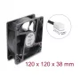 Ventola assiale Delock 48 V DC, 120 x 120 x 38 mm con connettore ventola 2 pin, nero