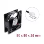 Delock ventola assiale 48 V DC, 80 x 80 x 25 mm, connettore maschio 2 pin, nero
