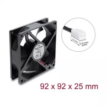 Delock ventola assiale 48 V DC, 92 x 92 x 25 mm con connettore ventola 2 pin, nero